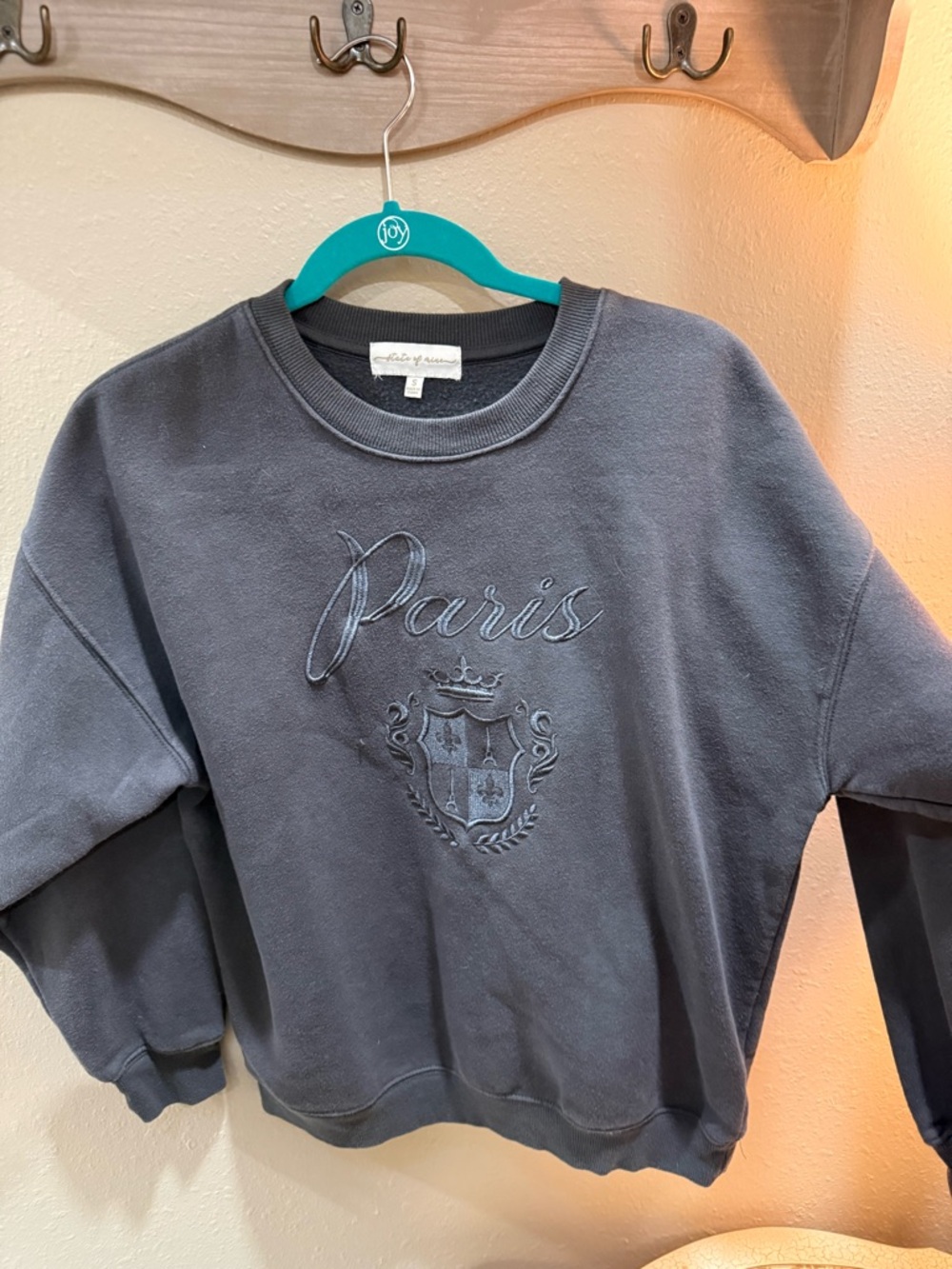 Paris Embroidered Crewneck Sweatshirt - Slate Gray